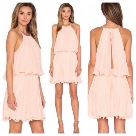 Endless Rose Blush Pink Pleated Halter Mini Dress